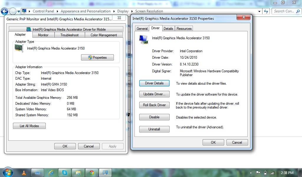 Intel Graphics Media Accelerator 3150 for Windows 7 32-Bit